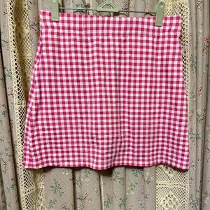 J.McLaughlin Pink White Gingham Skort Size Small Built-In Shorts EUC